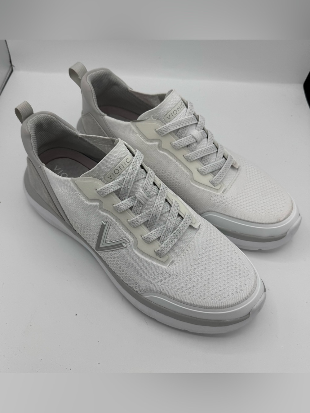 Vionic Hayward Neutral White‎ Knit Walking Sneakers women’s size 12 wide NEW